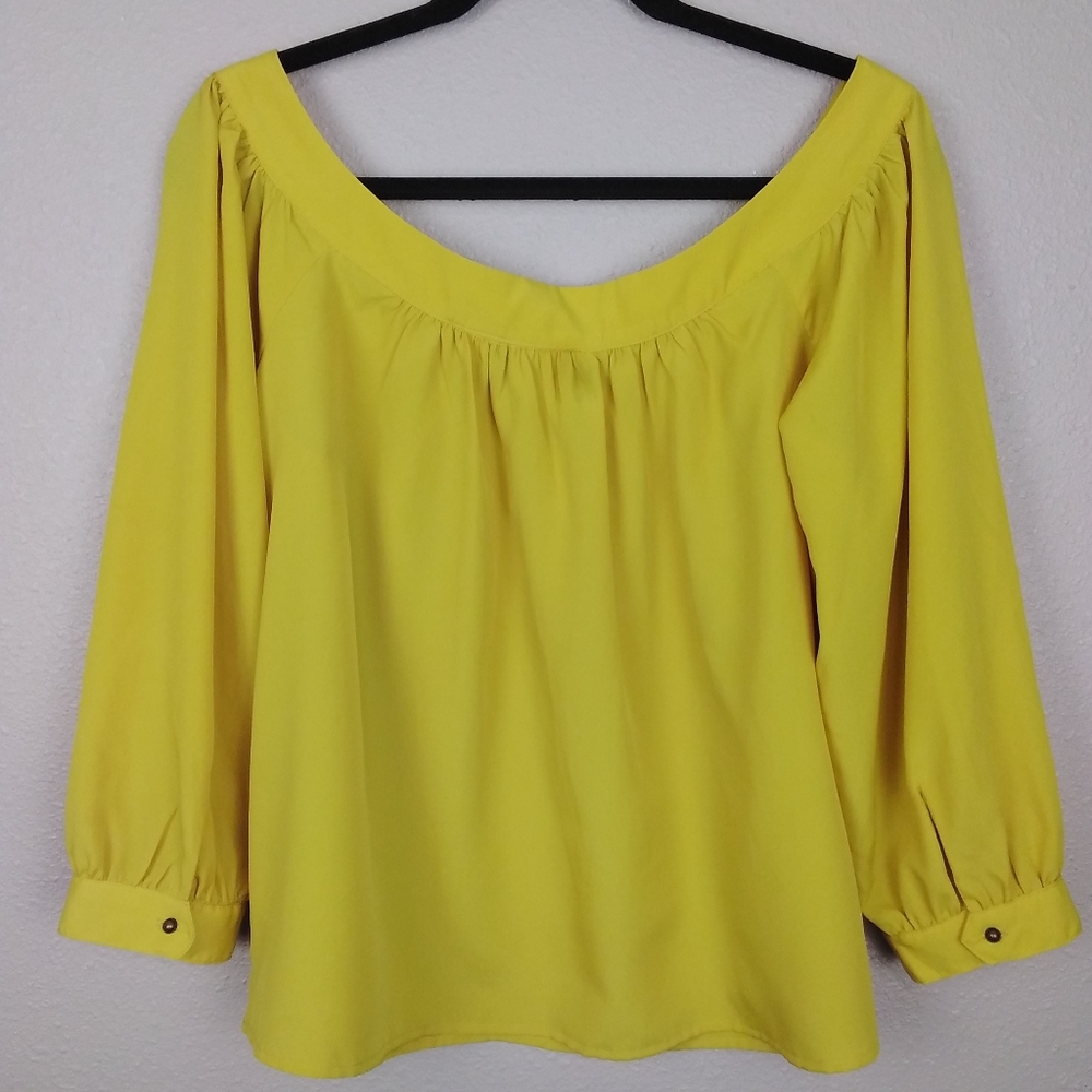 Anthropologie Maeve Yellow Wide Neck Blouse